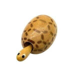 Wooden CZECH Tortoise Toy , Turtle Bobbing Wobbly Head Push-A-Long Animal